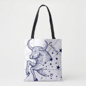 Taurus Zodiac Navy & Gold Monochrome Grafisch Tas (Voorkant)