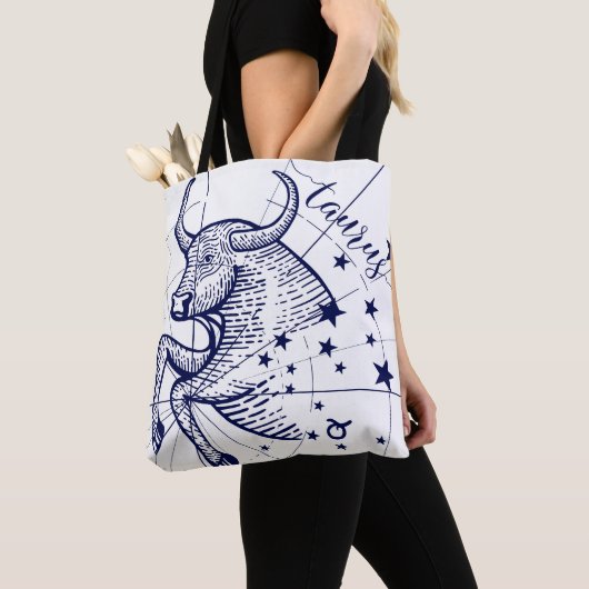 Taurus Zodiac Navy & Gold Monochrome Grafisch Tas (Dichtbij)