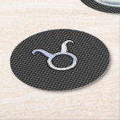 Taurus Zodiac op houtskoolvezelplaat Ronde Kartonnen Onderzetter (Gebogen)