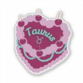 Taurus Zodiac Pastel Hart Verjaardagstaart Sticker (Voorkant)