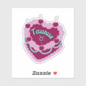 Taurus Zodiac Pastel Hart Verjaardagstaart Sticker (Vel)