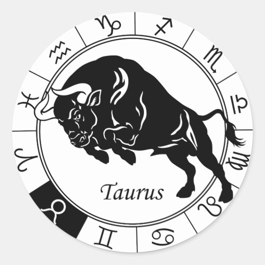 taurus zodiac ronde sticker (Voorkant)