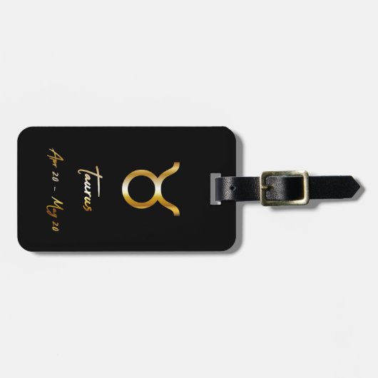 Taurus Zodiac Sign Black & Gold Bagagelabel (Voorkant horizontaal)
