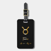 Taurus Zodiac Sign Black & Gold Bagagelabel (Voorkant verticaal)