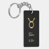 Taurus Zodiac Sign, Black & Gold Sleutelhanger (Voorkant Links)