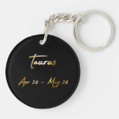 Taurus Zodiac Sign, Black & Gold Sleutelhanger (Achterkant)