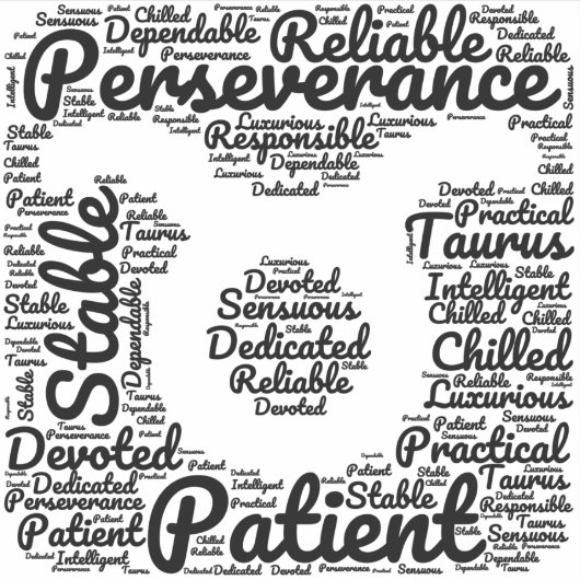 Taurus Zodiac Sign Black Sticker (Voorkant)