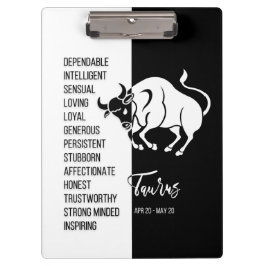 Taurus Zodiac Sign Black & White klembord