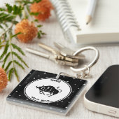 Taurus Zodiac Sign, Black & White Sleutelhanger (Voorkant Rechts)