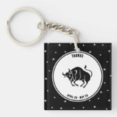 Taurus Zodiac Sign, Black & White Sleutelhanger (Voorkant)