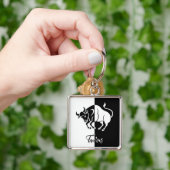 Taurus Zodiac Sign, Black & White Sleutelhanger (Hand)