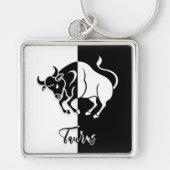 Taurus Zodiac Sign, Black & White Sleutelhanger (Voorkant)