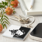 Taurus Zodiac Sign, Black & White Sleutelhanger (Voorkant Rechts)