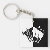 Taurus Zodiac Sign, Black & White Sleutelhanger (Voorkant)