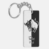 Taurus Zodiac Sign, Black & White Sleutelhanger (Voorkant Links)