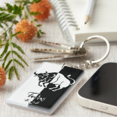 Taurus Zodiac Sign, Black & White Sleutelhanger (Voorkant Rechts)
