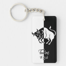 Taurus Zodiac Sign, Black & White Sleutelhanger