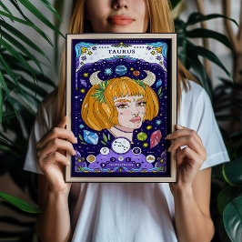 Taurus Zodiac Sign BluePoster - Elegant en aards Poster