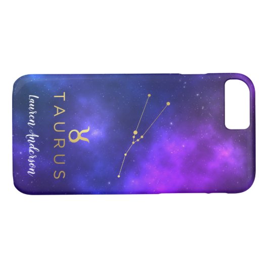 Taurus Zodiac Sign Custom Name IPhone Case (Achterkant (Horizontaal))