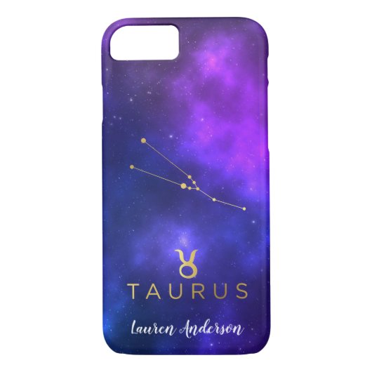 Taurus Zodiac Sign Custom Name IPhone Case (Achterkant)