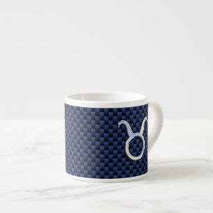 Taurus Zodiac Sign Decor Navy Blue Carbon Fibre Espresso Kop