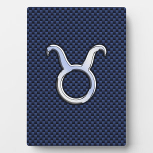 Taurus Zodiac Sign Decor Navy Blue Carbon Fibre Fotoplaat