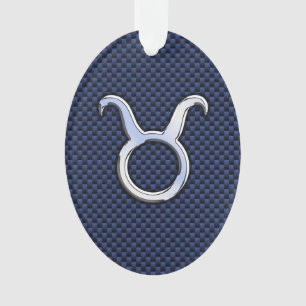 Taurus Zodiac Sign Decor Navy Blue Carbon Fibre Ornament