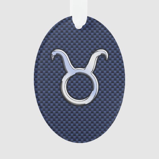 Taurus Zodiac Sign Decor Navy Blue Carbon Fibre Ornament (voorkant)