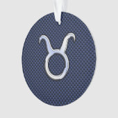 Taurus Zodiac Sign Decor Navy Blue Carbon Fibre Ornament (voorkant)