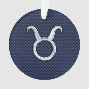 Taurus Zodiac Sign Decor Navy Blue Carbon Fibre Ornament