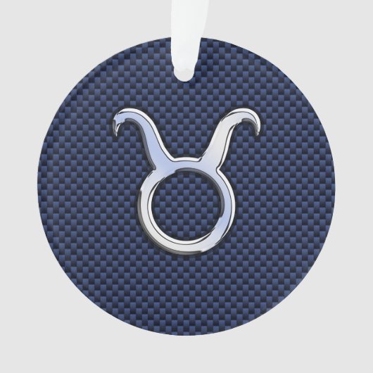 Taurus Zodiac Sign Decor Navy Blue Carbon Fibre Ornament (voorkant)