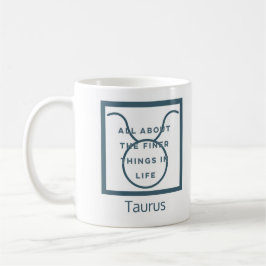 Taurus Zodiac Sign Fun Quote Blue Text Birthday Koffiemok