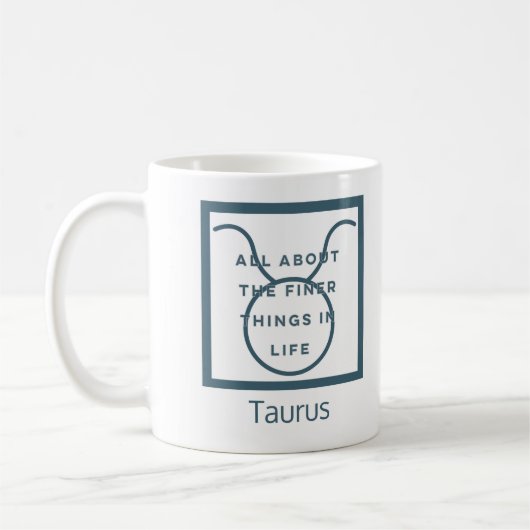 Taurus Zodiac Sign Fun Quote Blue Text Birthday Koffiemok (Links)