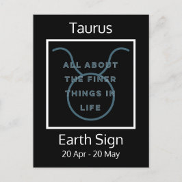 Taurus Zodiac Sign Fun Quote in Blue and White Briefkaart