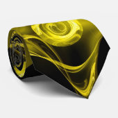 TAURUS ZODIAC SIGN, GEEL FRACTAAL ROOS IN ZWART STROPDAS (Opgerold)
