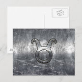 Taurus Zodiac Sign Grunge Distress Silver Style Briefkaart (Voorkant / Achterkant)