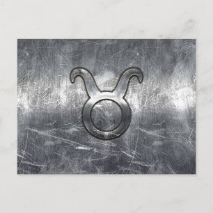 Taurus Zodiac Sign Grunge Distress Silver Style Briefkaart