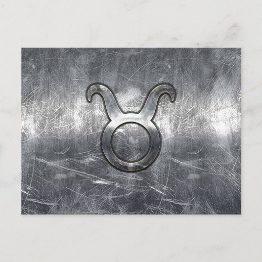 Taurus Zodiac Sign Grunge Distress Silver Style Briefkaart (Voorkant)