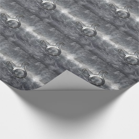 Taurus Zodiac Sign Grunge Distress Silver Style Cadeaupapier (Hoek)