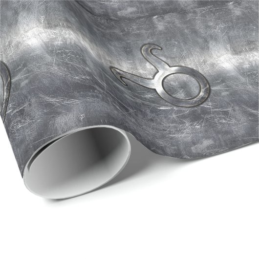 Taurus Zodiac Sign Grunge Distress Silver Style Cadeaupapier (Rol Hoek)