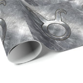 Taurus Zodiac Sign Grunge Distress Silver Style Cadeaupapier (Rol Hoek)