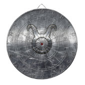 Taurus Zodiac Sign Grunge Distress Silver Style Dartbord (Voorkant)