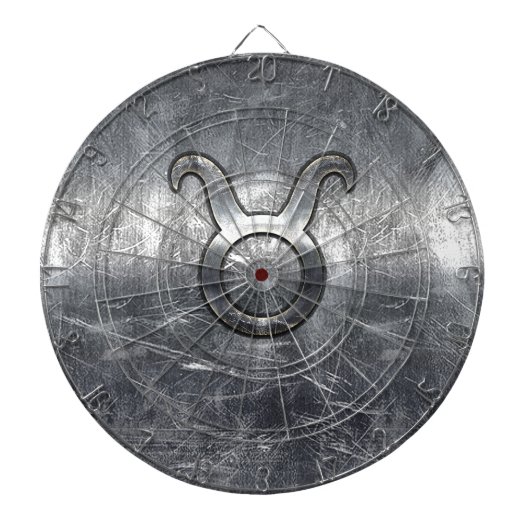 Taurus Zodiac Sign Grunge Distress Silver Style Dartbord (Voorkant)