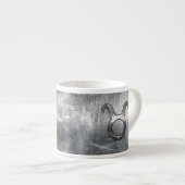 Taurus Zodiac Sign Grunge Distress Silver Style Espresso Kop (Voorkant rechts)