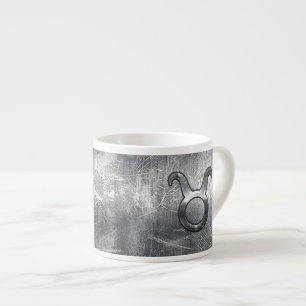 Taurus Zodiac Sign Grunge Distress Silver Style Espresso Kop