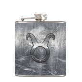 Taurus Zodiac Sign Grunge Distress Silver Style Heupfles (Voorkant)