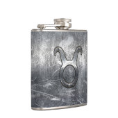 Taurus Zodiac Sign Grunge Distress Silver Style Heupfles (Rechts)