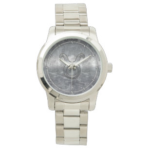 Taurus Zodiac Sign Grunge Distress Silver Style Horloge