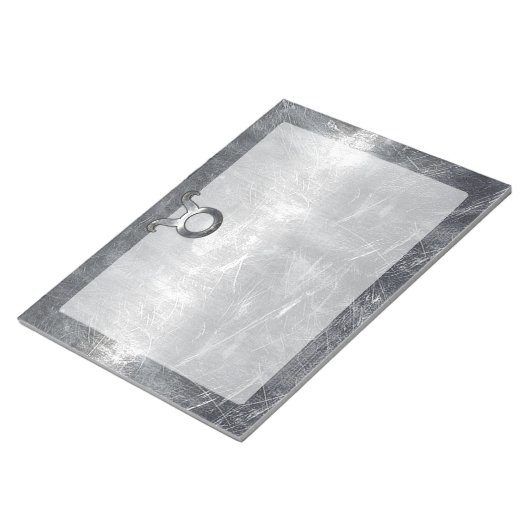 Taurus Zodiac Sign Grunge Distress Silver Style Notitieblok (Schuin)