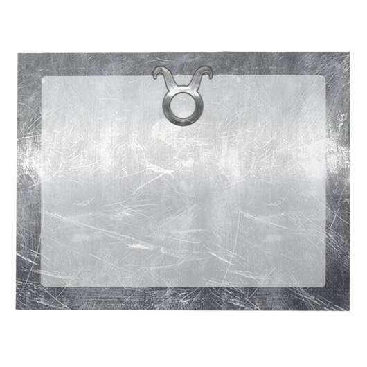 Taurus Zodiac Sign Grunge Distress Silver Style Notitieblok (Voorkant)